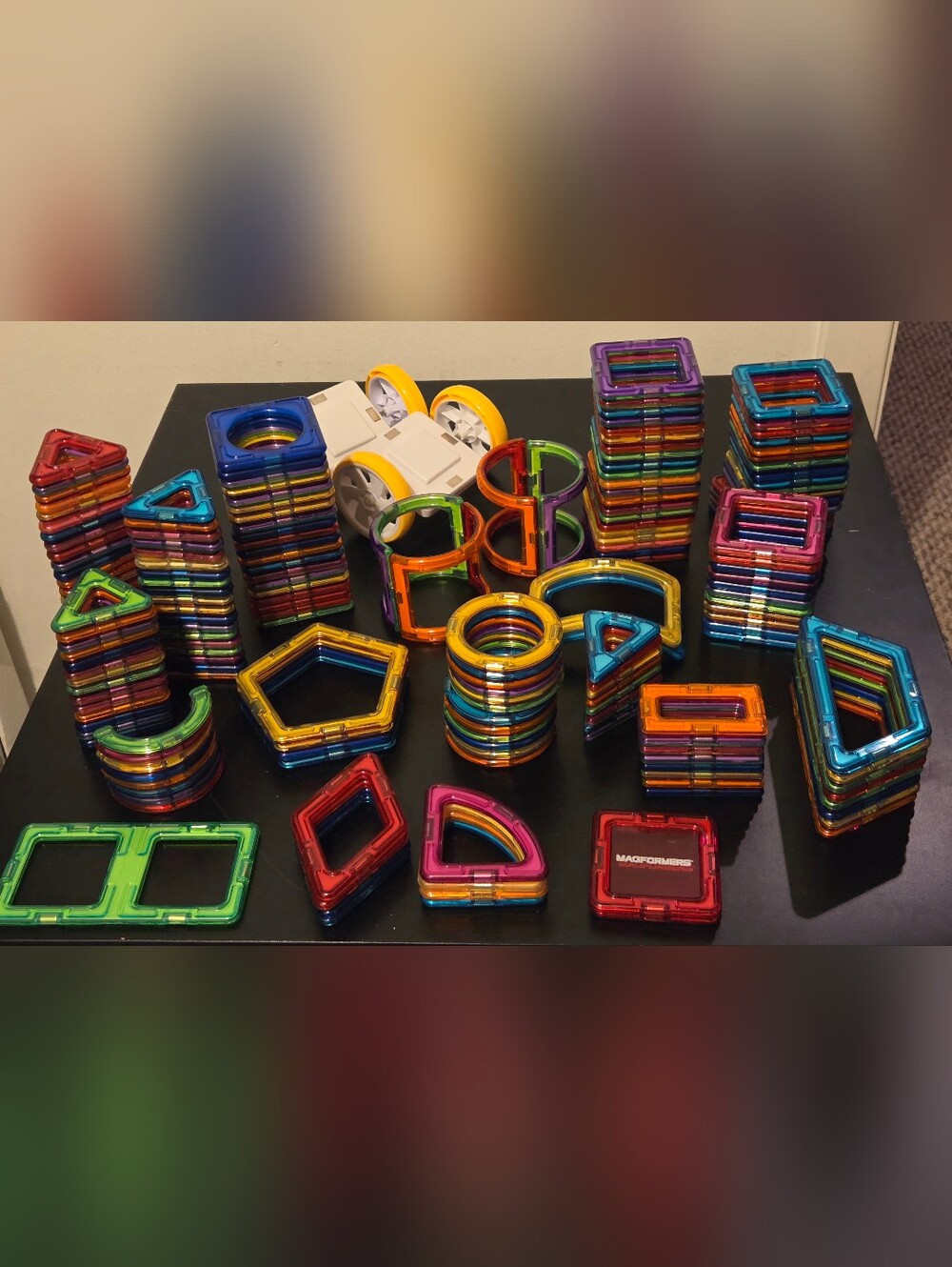 Huge Lot! Magformers Magnetic Building Tiles & Wheels 190 Pieces